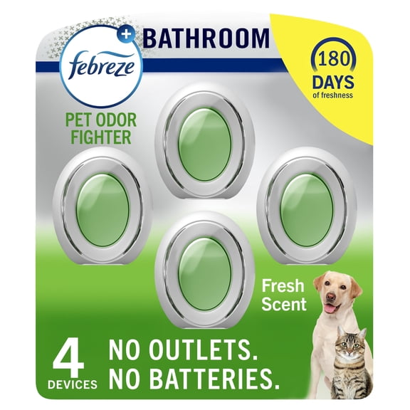 Febreze Multicolor Bathroom Air Freshener, Odor-Fighting, Plug in Alternative, Air Fresheners for Home, Bathroom, Kitchen, and Closet, Heavy Duty Pet Scent, 4 Count