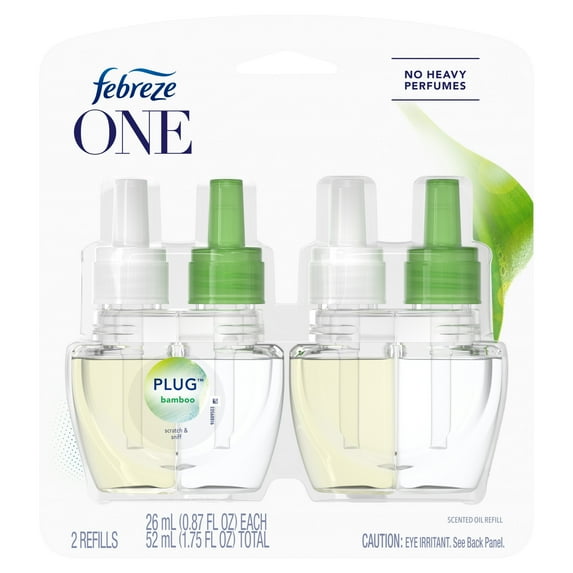 Febreze ONE Plug Odor Eliminating Air Freshener Refill, Bamboo, 2 ct