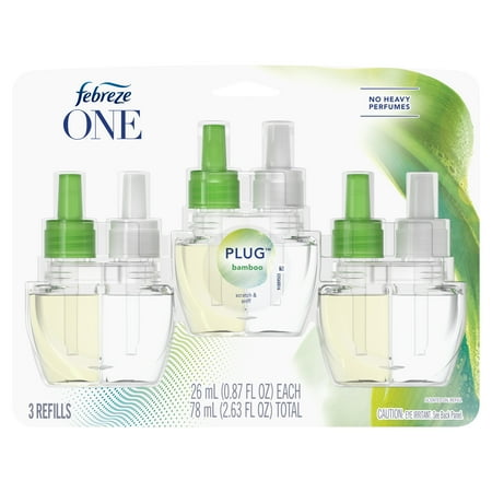 Febreze ONE Odor-Eliminating PLUG Air Freshener Refill, Bamboo, 3 count