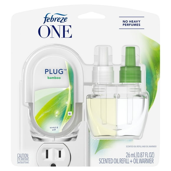 Febreze ONE Plug Scented Oil Warmer + Bamboo Scented Oil Refill