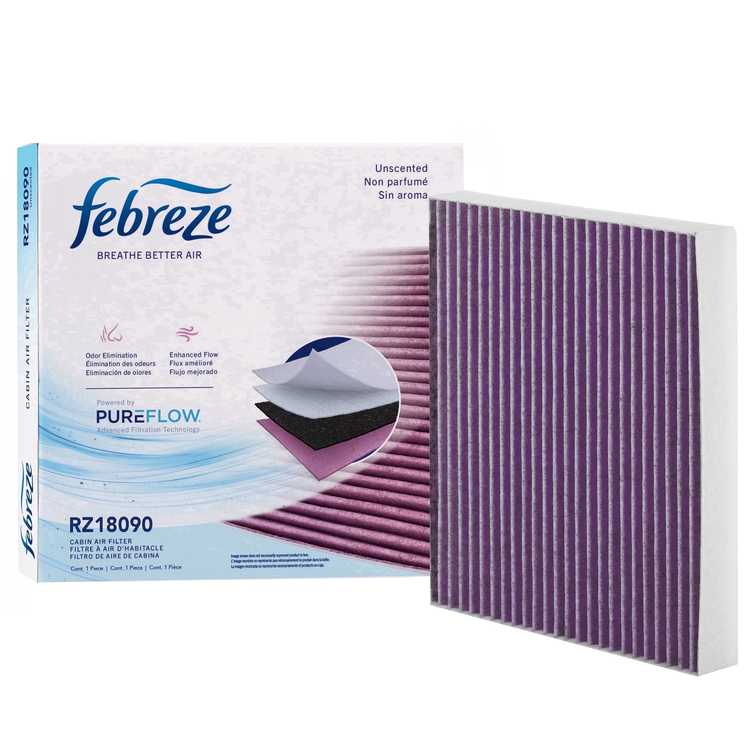 Febreze Odor Control UNSCENTED Cabin Air Filter by PUREFLOW RZ18090 Fits 2017-2022 Kia Sportage 2.0L, 2.4L; 2016-2021 Hyundai Tucson 2.0L; 2020-2025 Soul 2.0L; 2018-2023 Kona 1.6L, 2.0L
