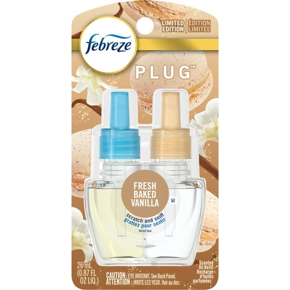 Febreze Odor-Eliminating Fade Defy Plug Air Freshener Refill, Vanilla, .87 fl oz