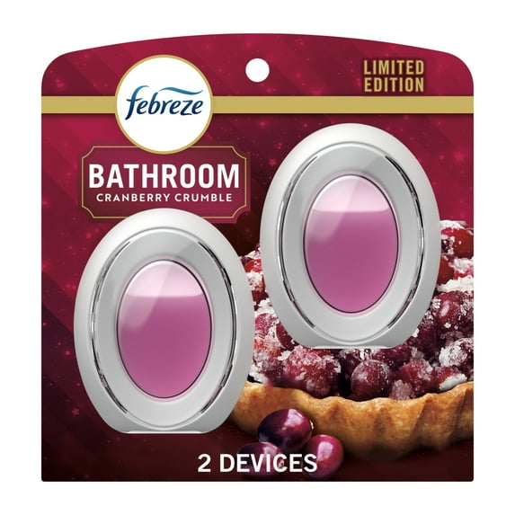 Febreze Bathroom Air Freshener, Odor-Fighting, Cranberry Crumble Scent, 2 Count