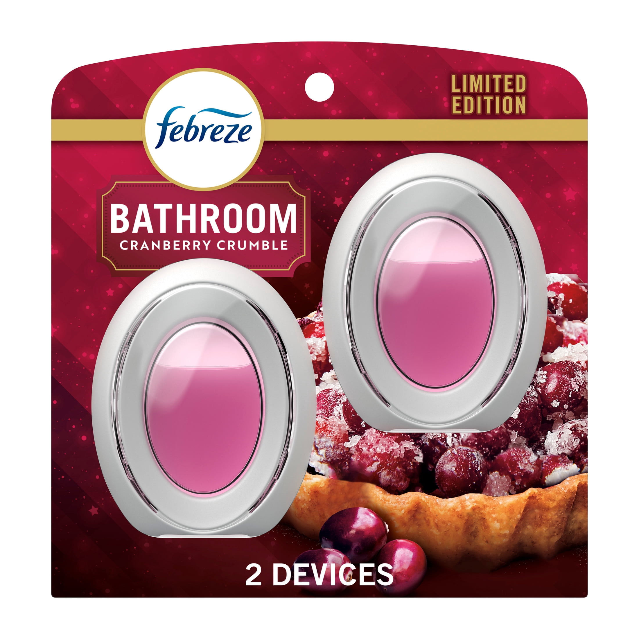 Febreze Bathroom Air Freshener, Odor-Fighting, Cranberry Crumble Scent, 2 Count