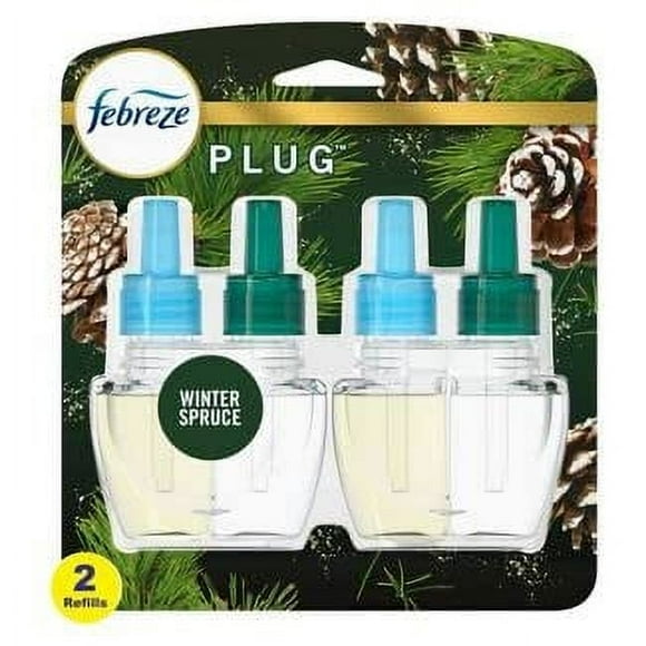 Febreze Plug In Air Fresheners, Limited Edition Winter Spruce Scent, Scented Oil Refill (2 Count)