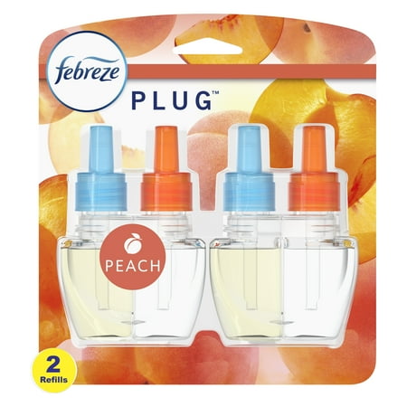 Febreze Odor-Fighting PLUG Air Freshener Peach, (2) .87 fl oz Oil Refills