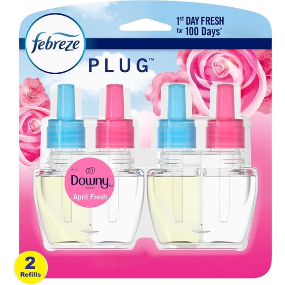 Febreze Odor-Fighting Fade Defy PLUG Air Freshener Refill, Downy April Fresh, (2) .87 fl. oz. Oil Refills