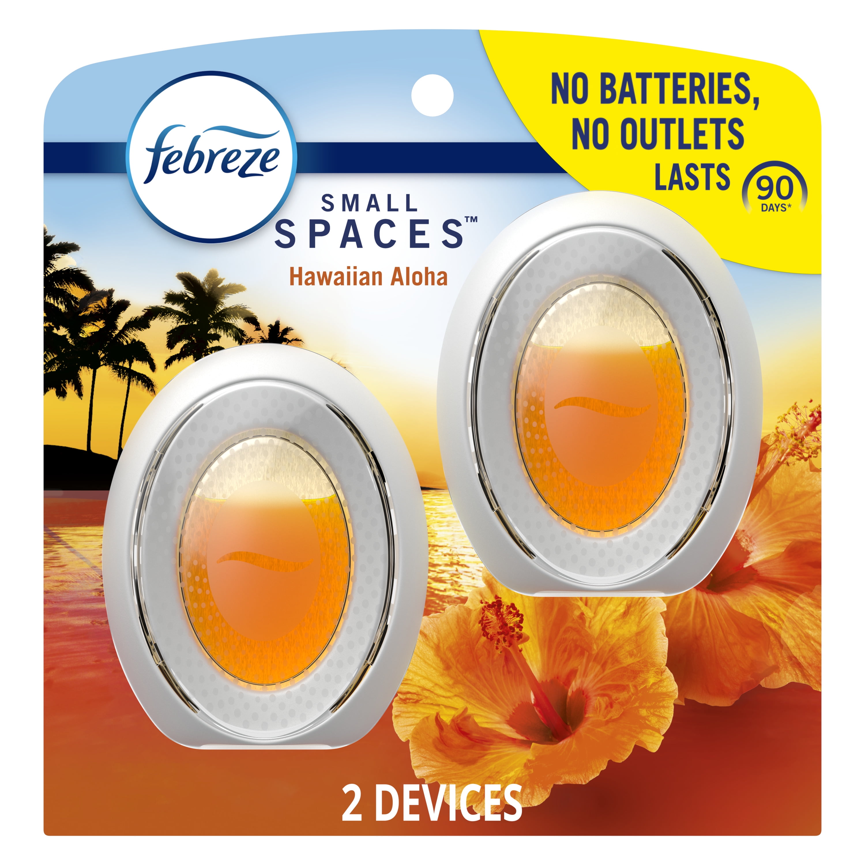 Febreze Bathroom Air Freshener, Small Spaces Odor-Fighting, Hawaiian Aloha, 2 count