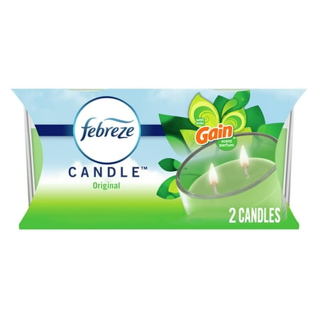 Febreze Odor-Fighting Scented Candle, Gain Original Scent, 3.1 oz. Double-Wick Mini Candle, Pack of 2