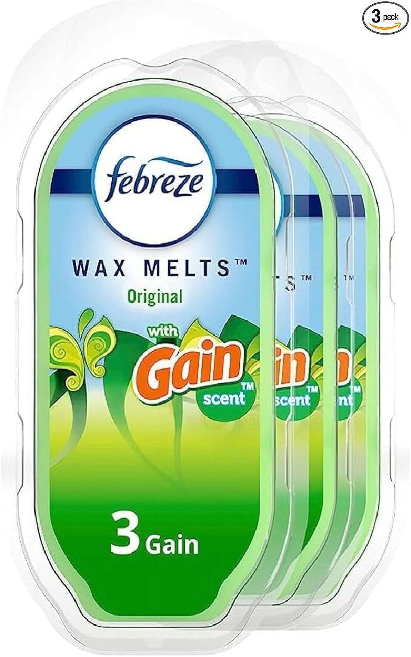 Febreze Original Gain Wax Melts, 3 Packs of 6 Wax Melt Warmer Cubes per Pack, Each pack is 2.5 OZ of Air Freshener