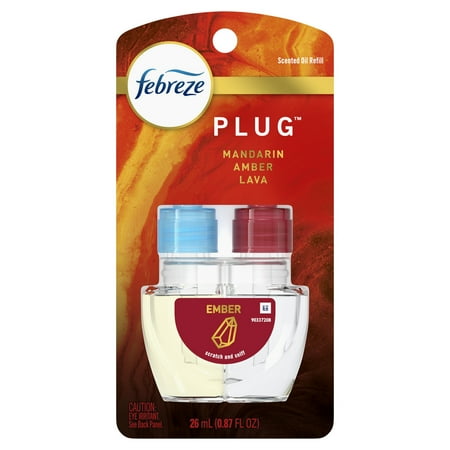 Febreze Plug Air Freshener & Odor Fighter, Ember (1) .87 fl. oz. Oil Refill