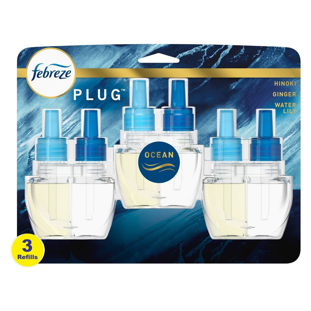 Febreze Origins Fade Defy Plug Air Freshener Odor Fighter - Ocean - 0.87 fl oz/3pk
