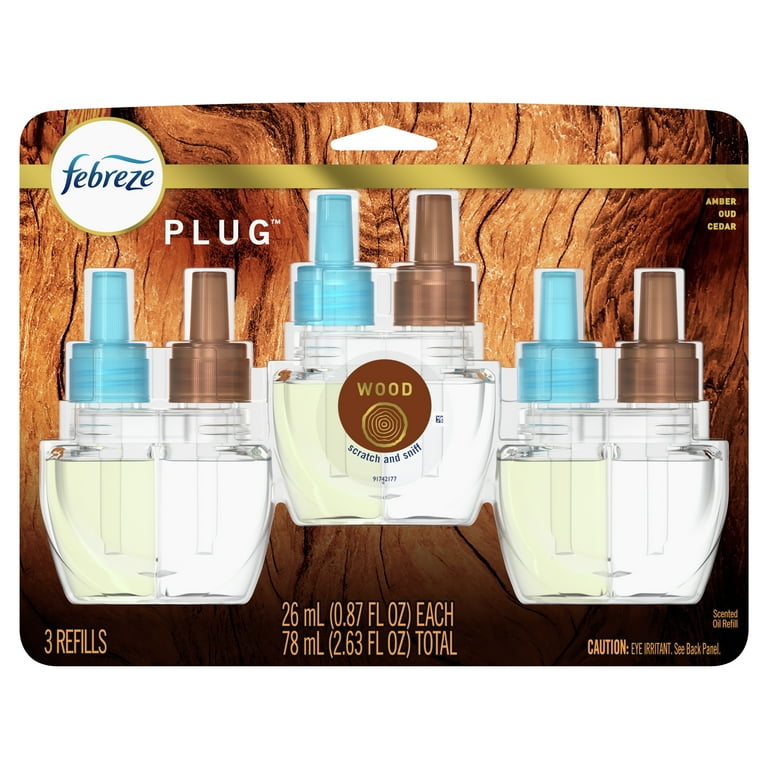 Febreze Origins Fade Defy Plug Air Freshener & Odor Fighter, Wood
