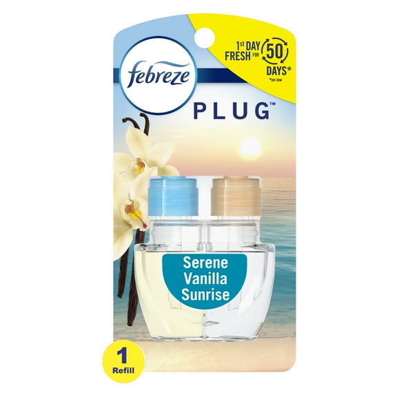Febreze PLUG Air Freshener, Serene Vanilla Sunrise, .87 oz Oil Refill
