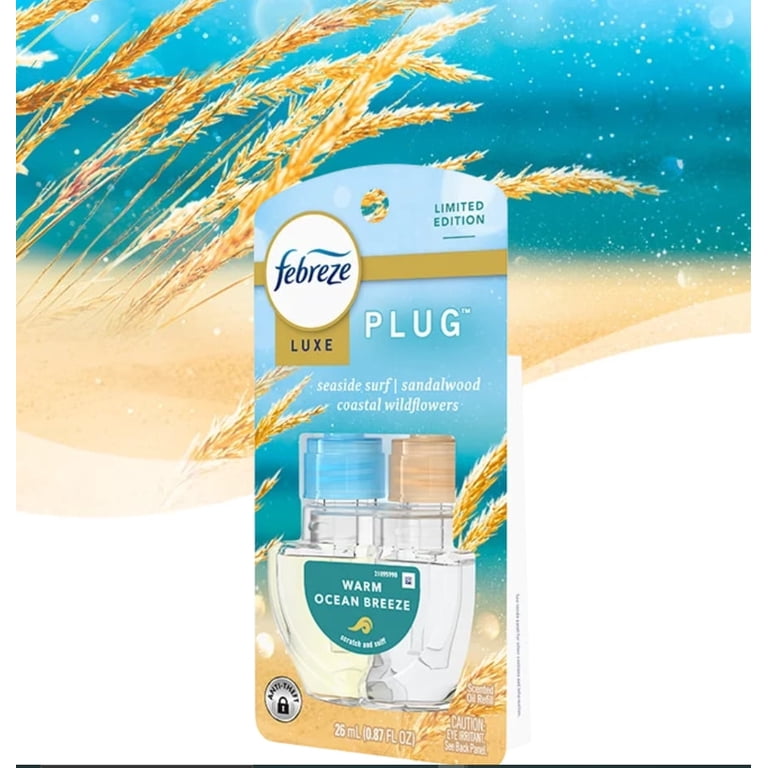 Febreze PLUG Refill Warm Ocean Breeze, Air Freshener, Fade Defy