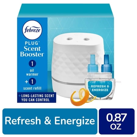 Febreze PLUG Scent Booster Refresh & Energize Starter Kit Oil Diffuser Air Freshener Plug In Device 1 kit - Pack of 3