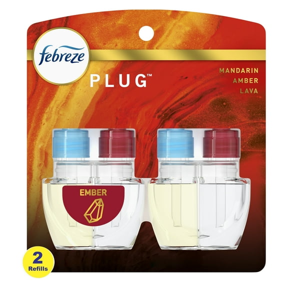 Febreze Plug Air Freshener & Odor Fighter, Ember (2) .87 fl. oz. Oil Refills