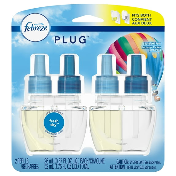 Febreze Plug Air Freshener Scented Oil Refill, Fresh Sky, 2 Ct