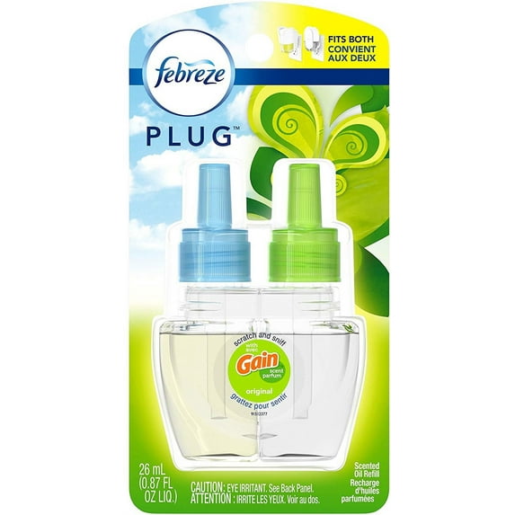 Febreze Plug Air Freshener Scented Oils Refill, Gain Original 1 Each - (Pack of 2)