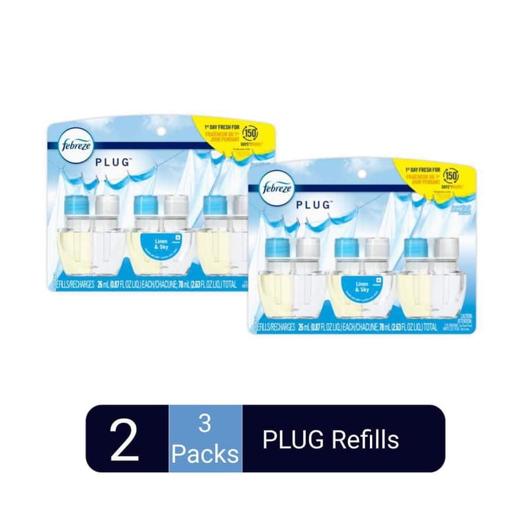 Febreze Plug Fade Defy 0.87 oz. Linen and Sky Scent Plug-In Automatic Air Freshener Refill (6 Refills)