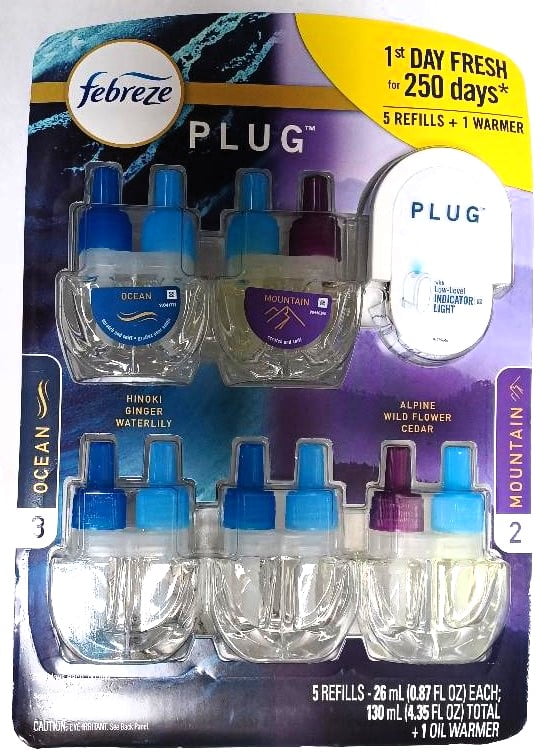 Febreze Plug In 5 Refills + 1 Warmer. 4.35 Fl oz total. (Ocean