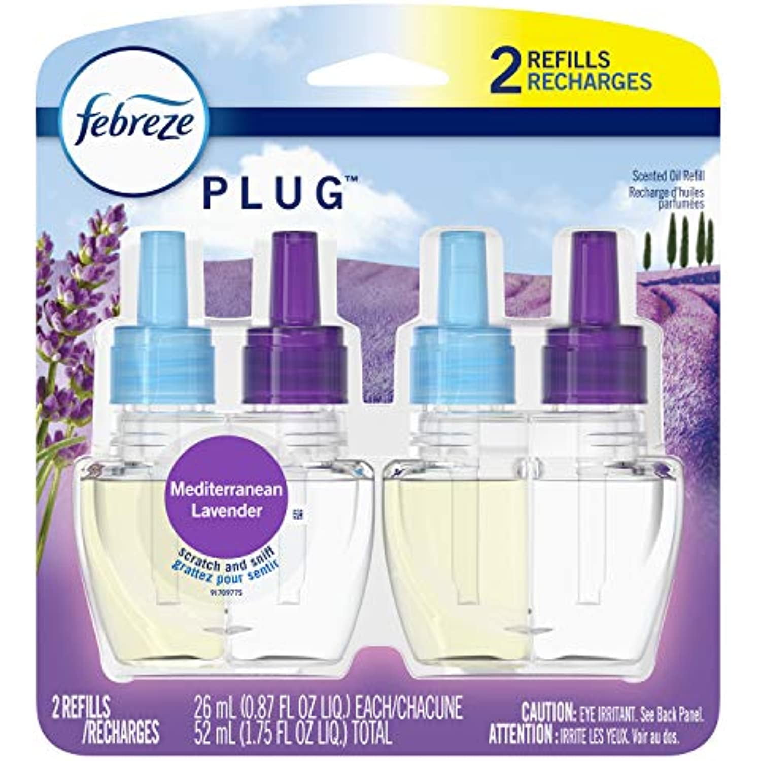 Febreze Plug In Air Freshener And Odor Eliminator, Scented Oil Refill, Mediterraenan Lavender, 0.88 Fl Oz (Pack Of 2)