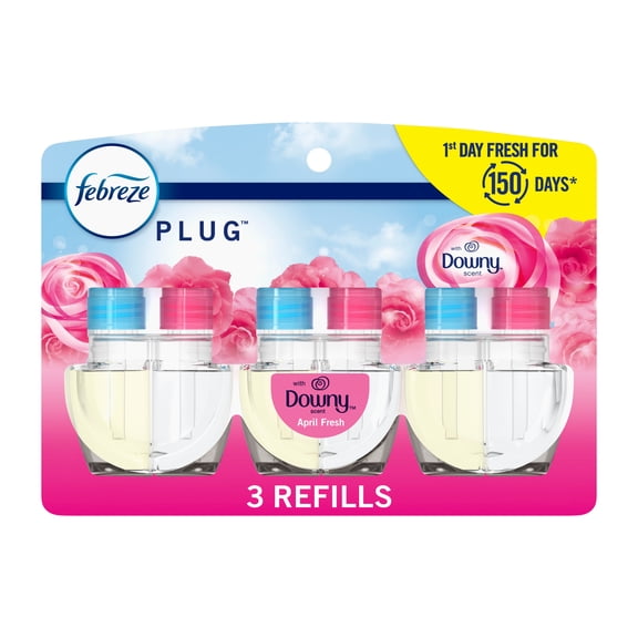 Febreze Fade Defy PLUG Air Freshener Refill, Downy April Fresh, (3) .87 fl. oz. Oil Refills