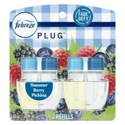 Febreze Plug In Air Freshener, Odor-Fighting Oil Refill, Summer Berry Picking, 4 Pack of 2 Refills
