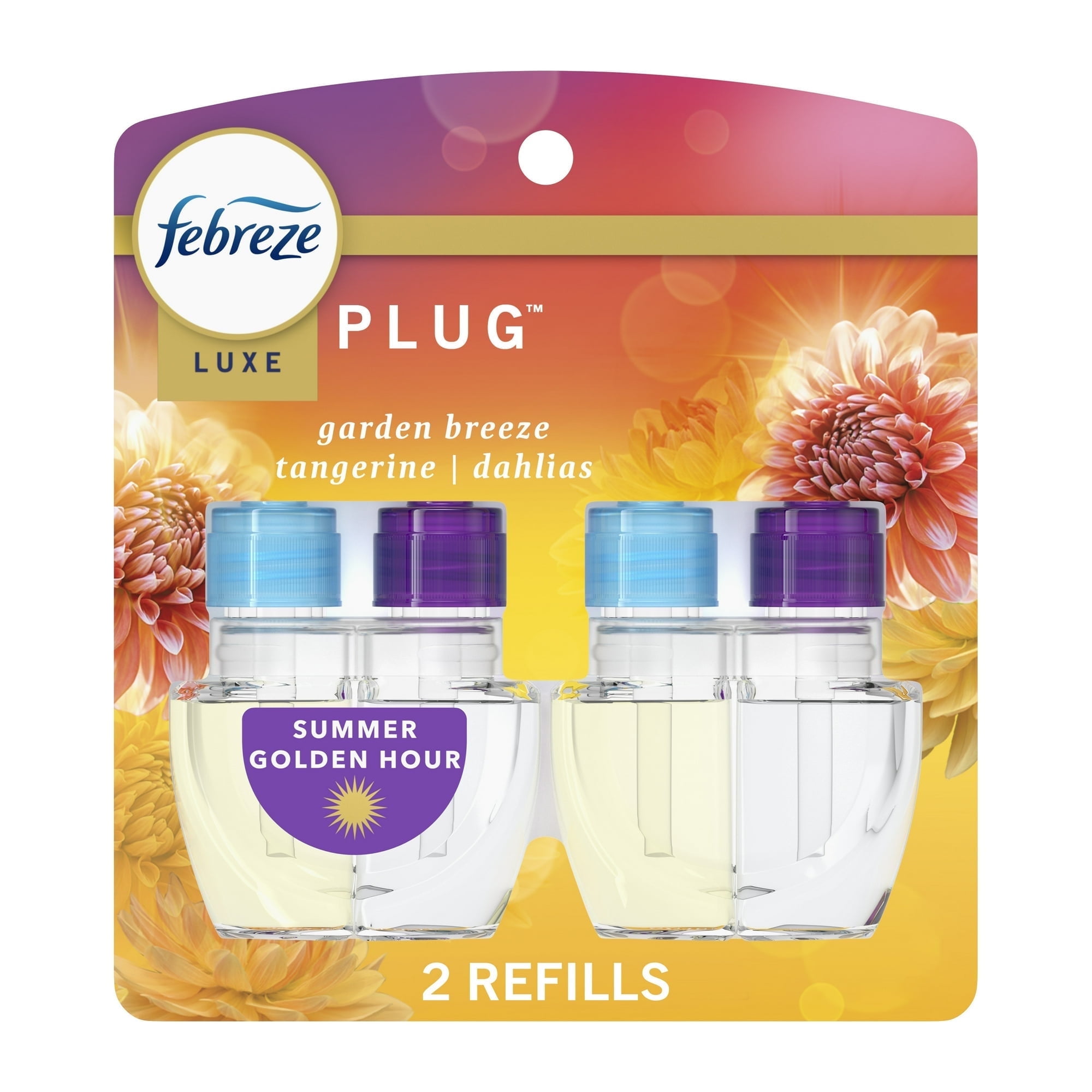 Febreze Plug In Air Freshener, Odor-Fighting Oil Refill, Summer Golden Hour, (3 Pack of 2 Refills)