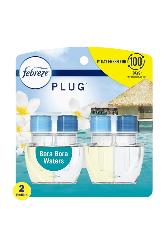 Plug In Air Freshener, Odor-Fighting Scented Oil Refill, Bora Bora Waters, 2 Refills