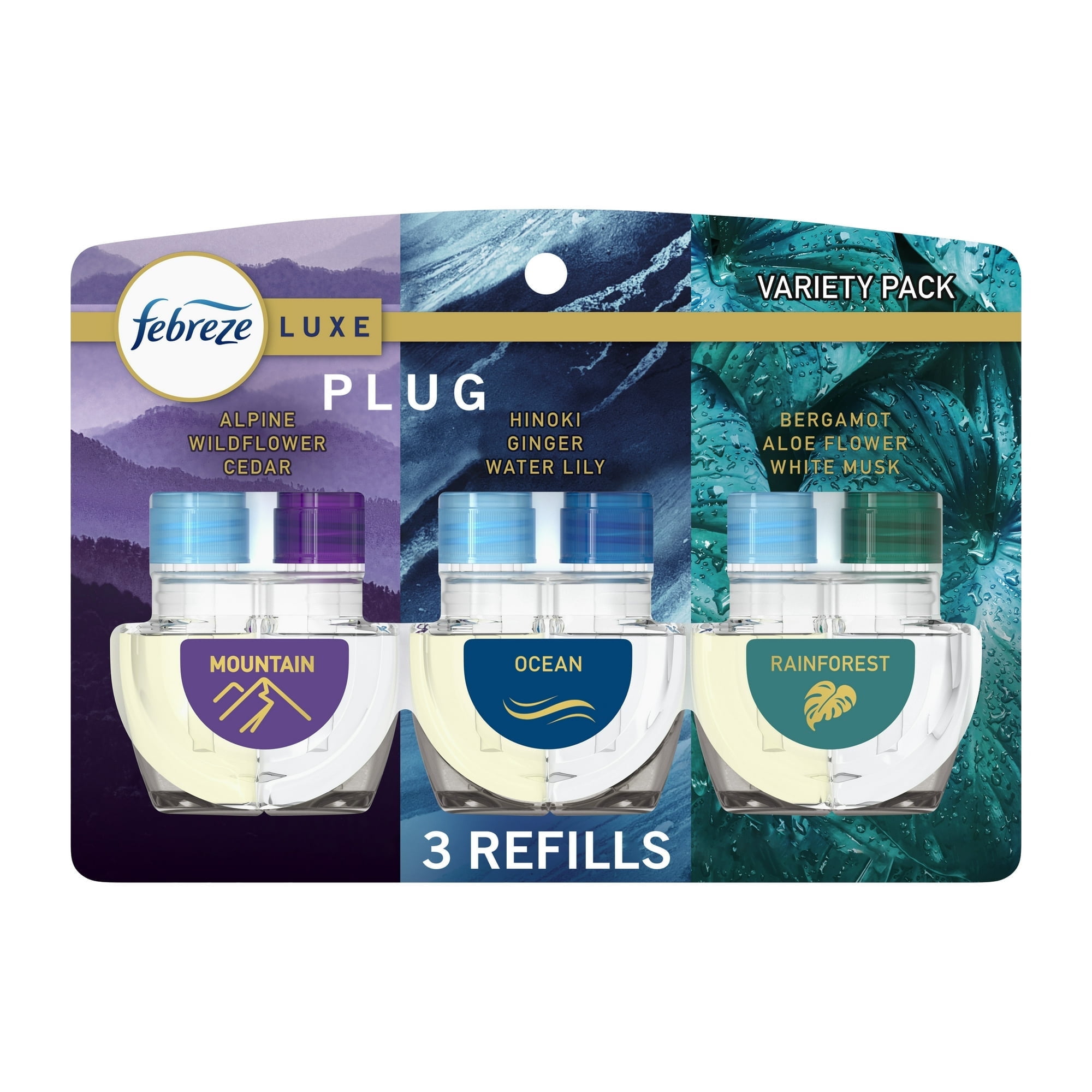 Febreze Plug In Air Freshener, Odor-Fighting Scented Oil Refill, Elemental Mix, (2 Pack of 3 Refill)