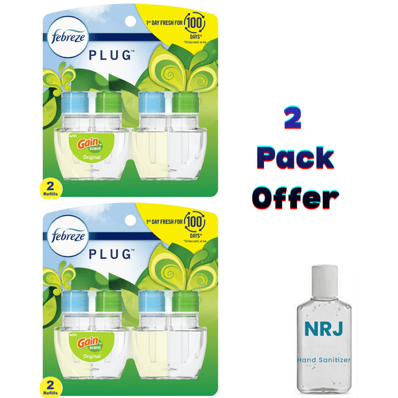 Febreze Plug In Air Freshener, Odor-Fighting Scented Oil Refill, Gain Scent, 2 Refills
