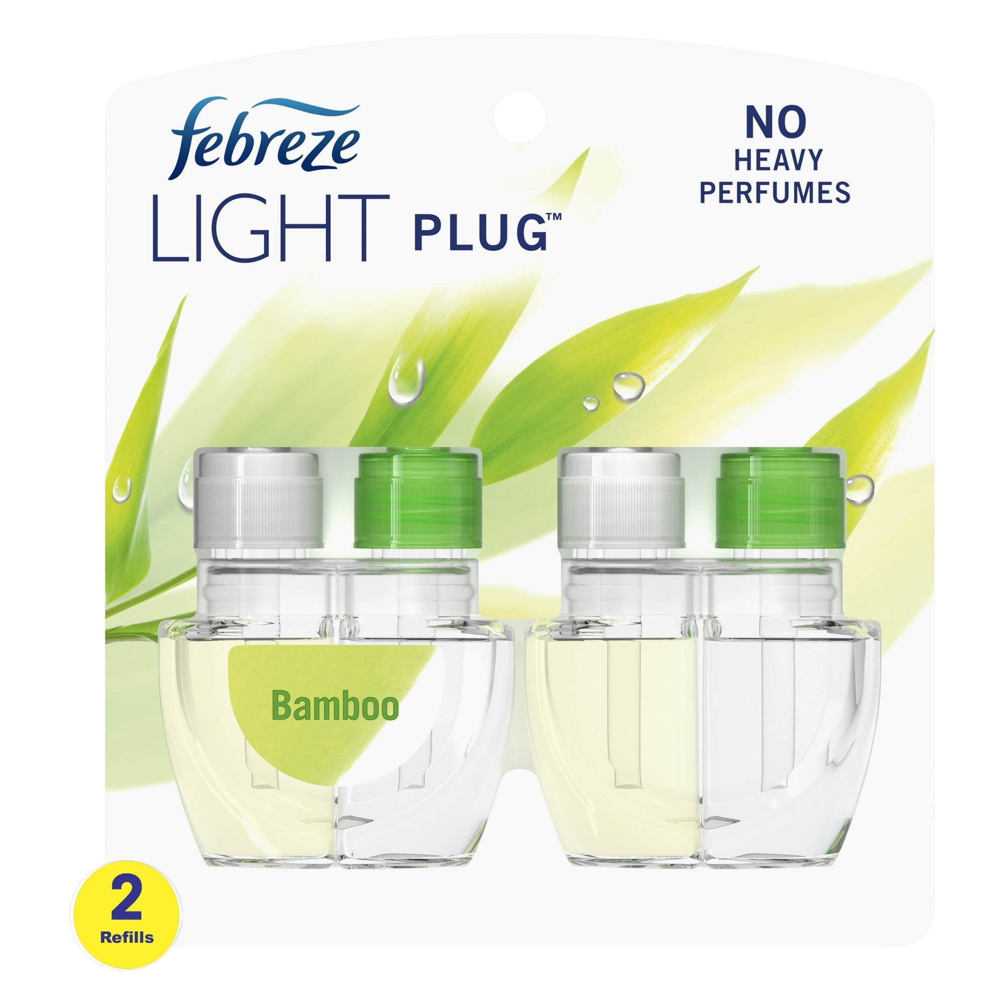 Febreze Plug In Air Freshener, Odor-Fighting Scented Oil Refill, Light Bamboo Scent, (4 Pack of 2 Refills)