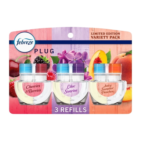 Febreze Plug In Air Freshener, Odor-Fighting Scented Oil Refill, Spring Scent Mix, 3 Refills