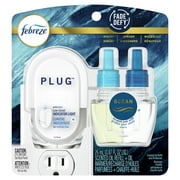 Febreze Plug In Air Freshener, Odor-Fighting Scented Oil Starter Kit, Ocean Scent, Warmer + 1 Refill