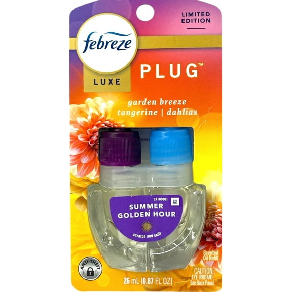 Febreze Plug-In Air Freshener Oil Refill, Summer Golden Hour Scent, 0.87 oz