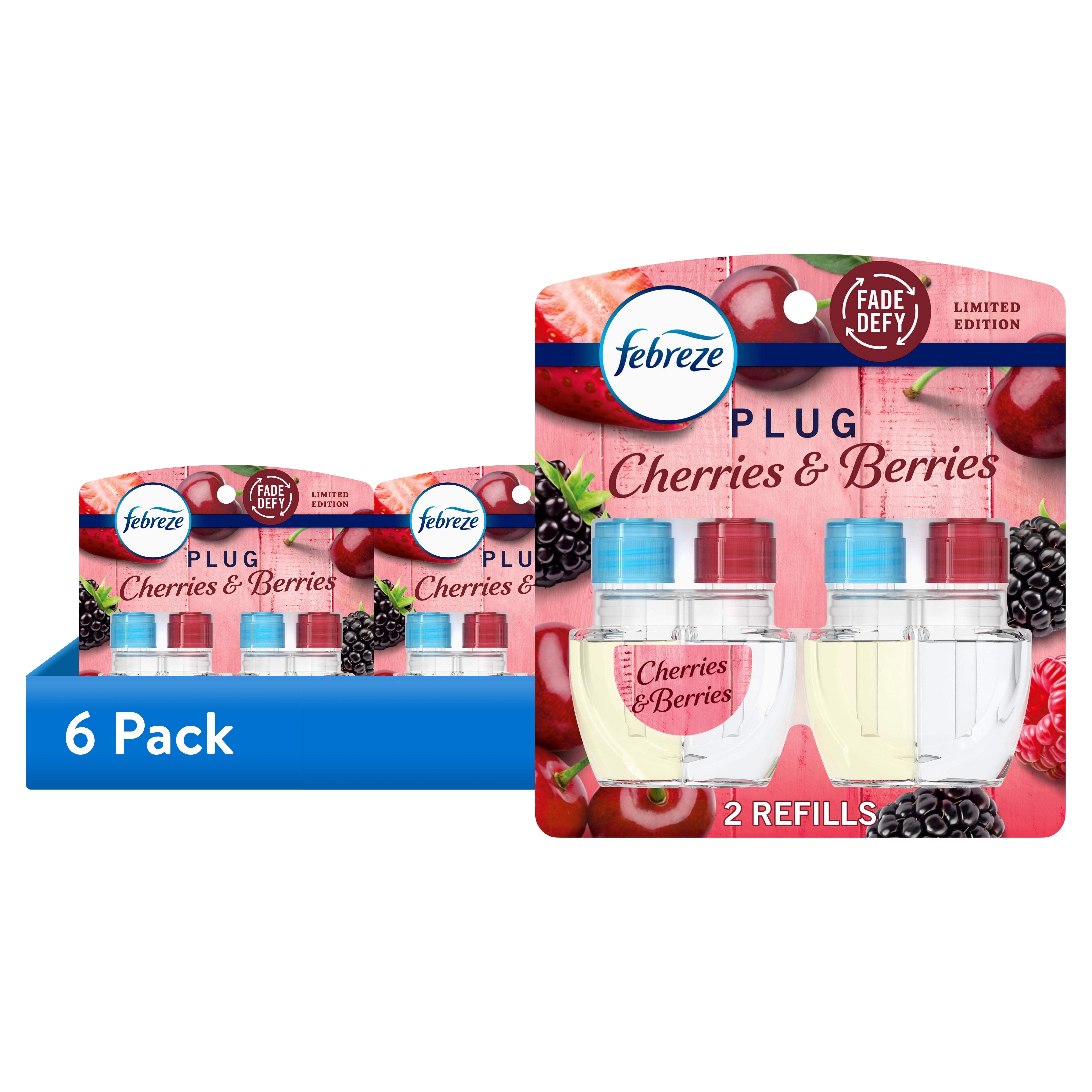 (6 pack) Febreze Plug In Air Freshener Scented Oil Refill Cherry Berry, 2 Count