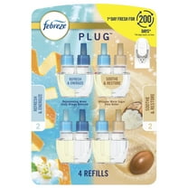 Febreze Plug In Air Freshener, Odor-Fighting Scented Oil Refill in Refresh & Energize and Soothe & Restore Scents, 4 Refills