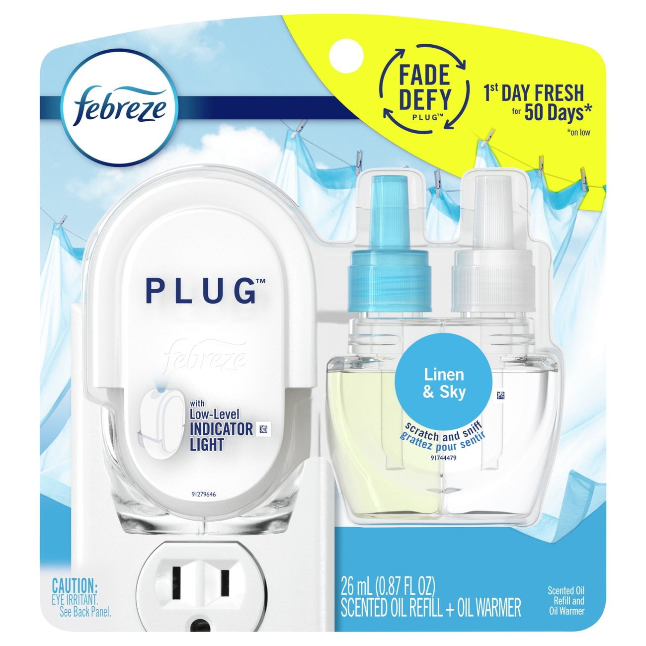 Febreze Plug Linen \u0026 Sky Scented Oil Refill And Oil Warmer Starter Kit - Each
