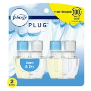 Febreze Plug Odor-Fighting Air Freshener Scented Oil Refill, Linen and Sky, 2 Ct 0.87 fl oz