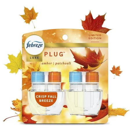 Febreze Plug Refill Odor-Fighting Air Freshener Crisp Fall Breeze Scent, 2 Count, 0.87 fl oz Each