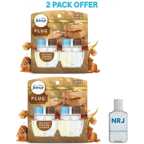 Febreze Plug Refill Odor-Fighting Air Freshener Sea Salt Caramel & Maple Scent, 3 Ct 0.87 fl oz Each