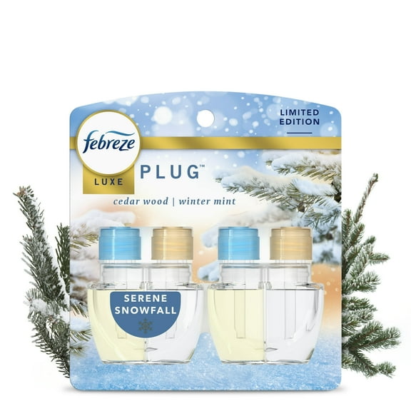 Febreze Plug Refill Odor-Fighting Air Freshener Serene Snowfall Scent, 2 Count, 0.87 fl oz Each