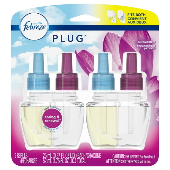 Febreze Plug Scented Oil Refill, Spring & Renewal, 2 Count