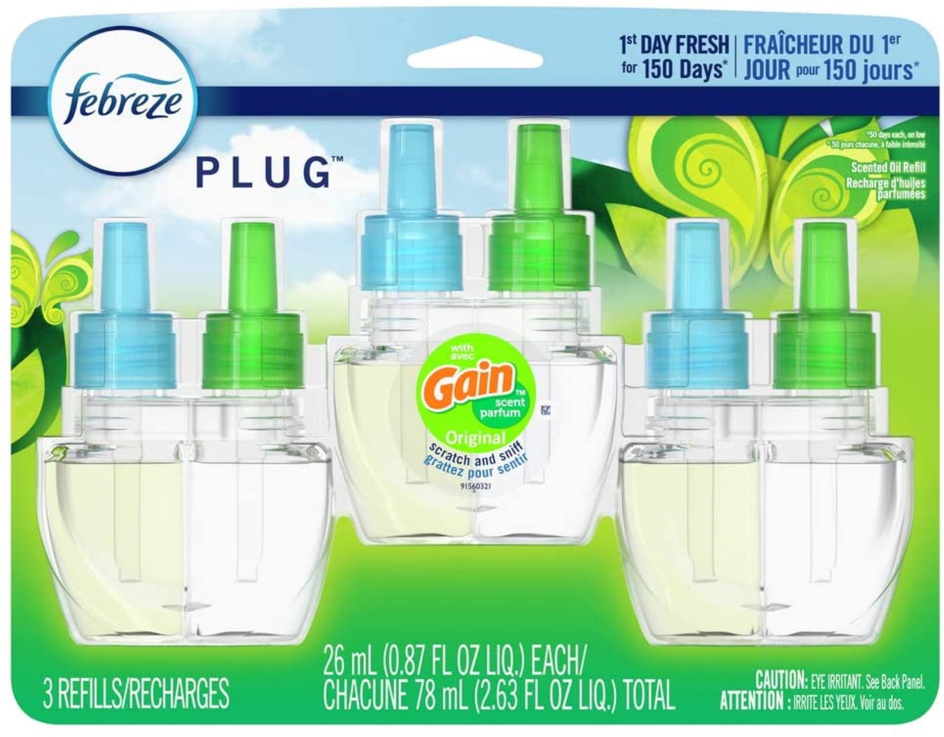 Febreze Ambi Pur Air Freshener Plug-In Diffuser Refill, Odour Eliminator x  3