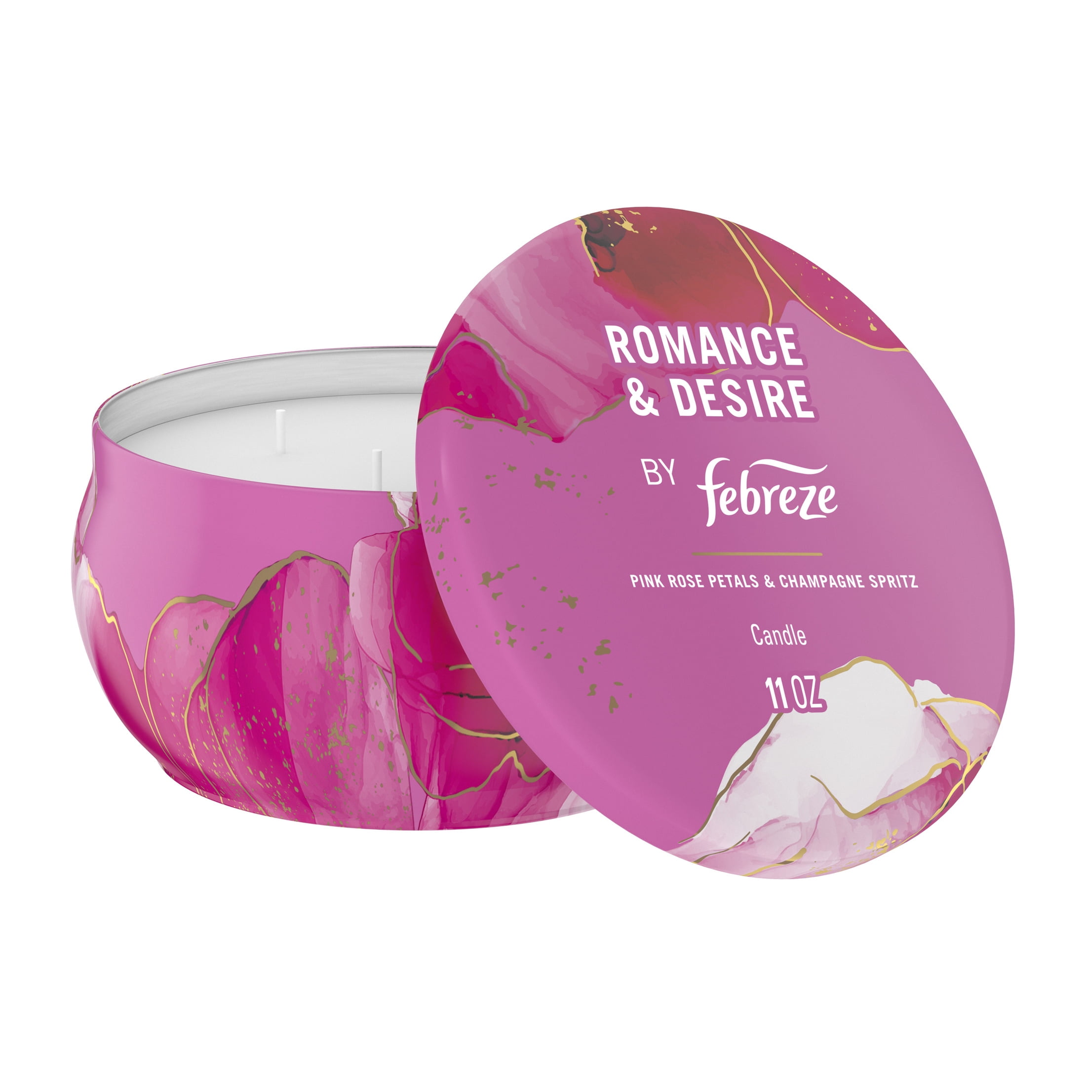 Febreze Scented Candle, Romance & Desire Scent, 11 oz 4 Wick Candle, Single Pack