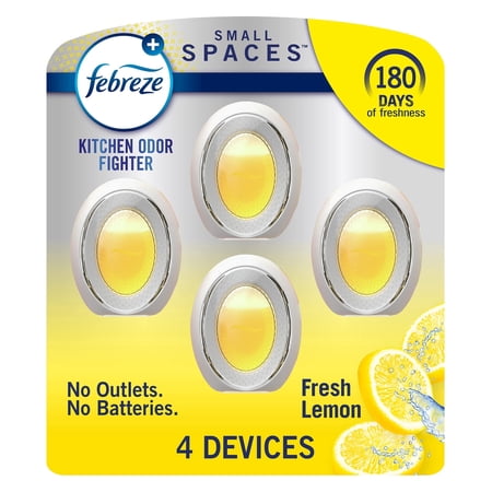Febreze Small Spaces Air Freshener Heavy Duty Fresh Lemon.25 Fl. Oz, Pack Of 4