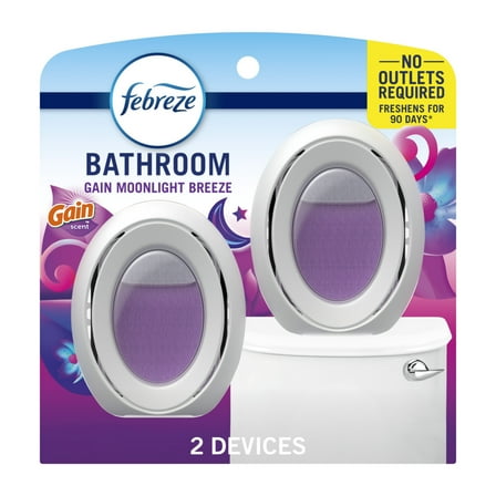 Febreze Bathroom Air Freshener, Gain Moonlight Breeze Scent, 2 Count, Odor-Fighting