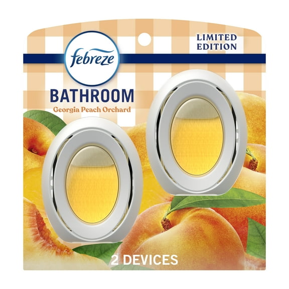 Febreze Bathroom Air Freshener, Small Spaces Odor-Fighting, Georgia Peach Orchard, 2 Count