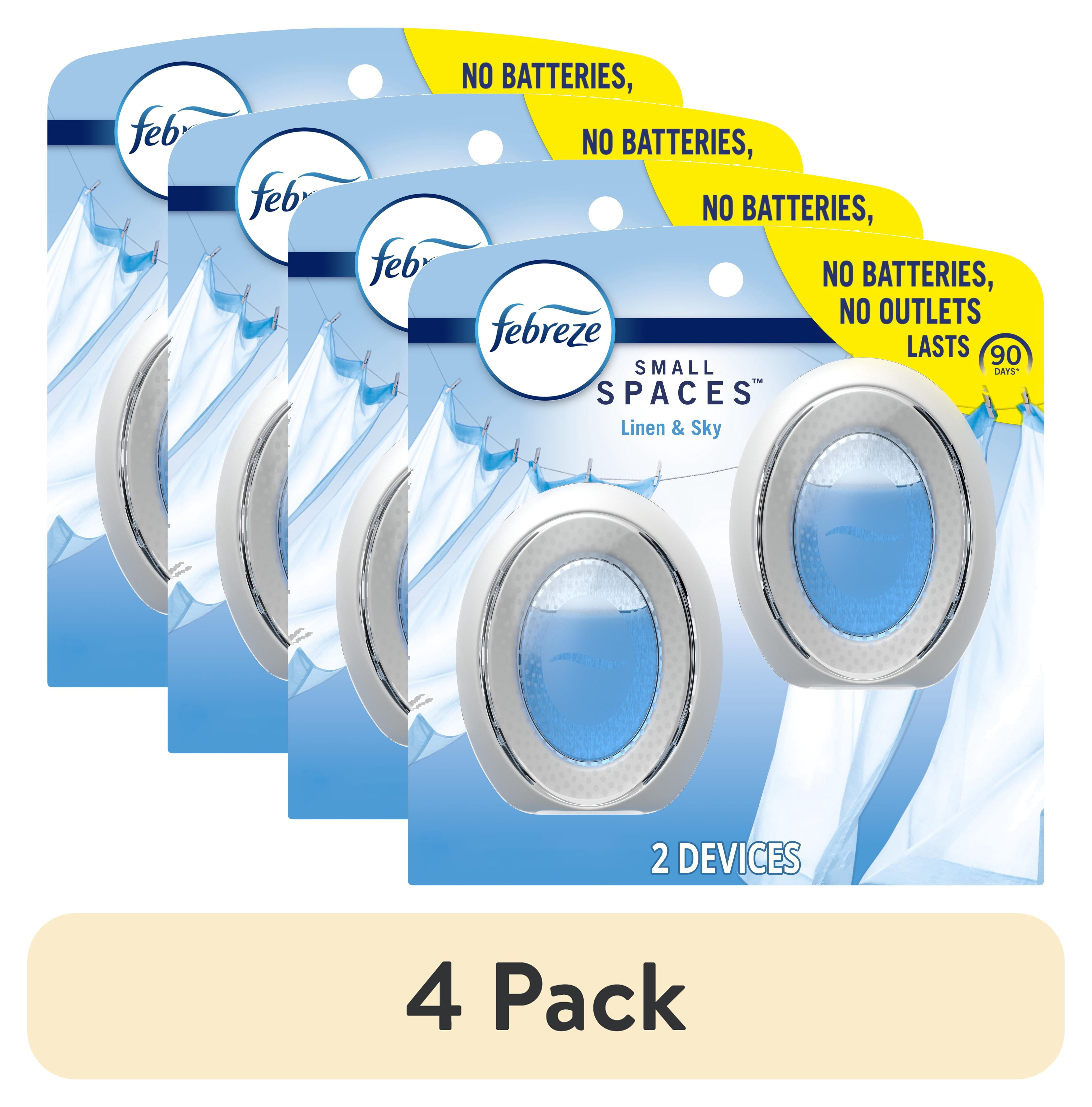 (4 pack) Febreze Small Spaces Air Freshener Linen & Sky Scent, .25 fl. oz., Pack of 2
